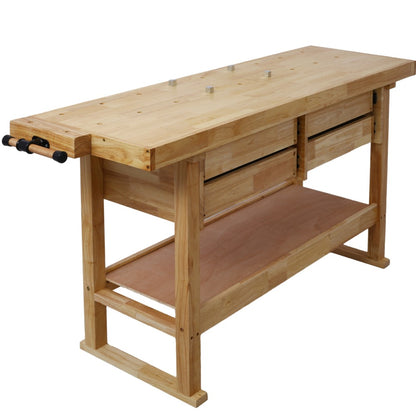 60In Workbench with 4 Drawers Wooden Workbench for Garage Workshop and Home