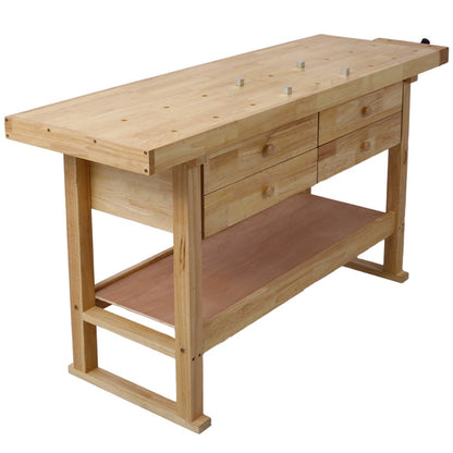 60In Workbench with 4 Drawers Wooden Workbench for Garage Workshop and Home