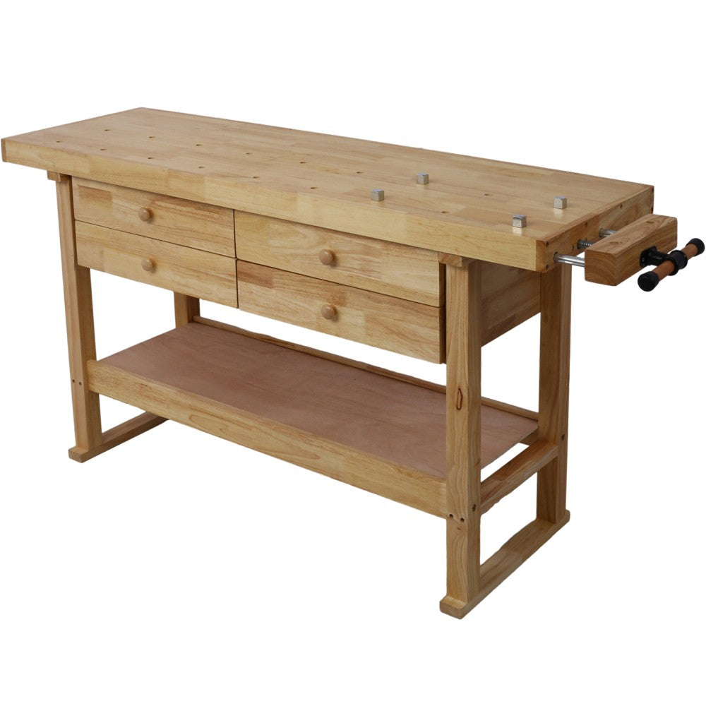60In Workbench with 4 Drawers Wooden Workbench for Garage Workshop and Home