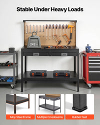 VEVOR Workbench 242.5 Lbs 47.2-Inch Heavy Duty Workbench with Pegboard Outlets