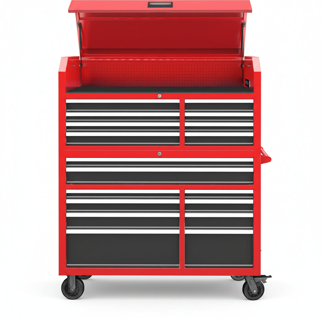 Tool Chest 18-Drawer | 66'' Large Rolling Tool Chest with Wheels | Detachable Top Metal Tool Box with Gas Struts | Lockable Rolling Tool Cabinet with Liners,Power Strip | Garage, Repair Shop, Workshop