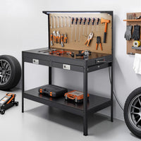 VEVOR Workbench 242.5 Lbs 47.2-Inch Heavy Duty Workbench with Pegboard Outlets