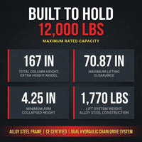 12000 Lbs Extra Height 167Inch 2 Post Lift Two Post Car Lift AK-M120 Auto Lift Car Lift Hoist 2 Post Car Lift (Extra Height, Red) — Results & Stats